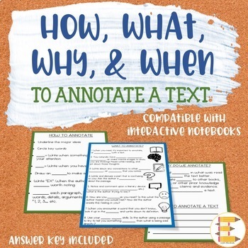 Preview of WHY, HOW, WHAT, & WHEN To Annotate (Fill in the Blank Notes)
