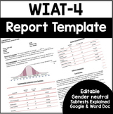 WIAT-4 Report Template (Microsoft Word)