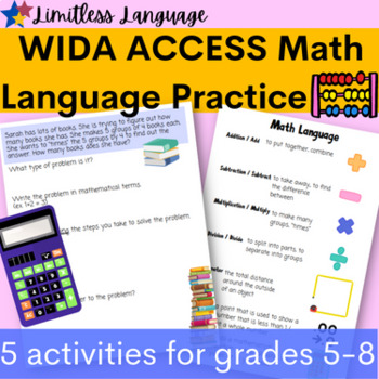 Preview of WIDA ACCESS Math Language Practice Activities for ESL Intermediate, grades 5-8
