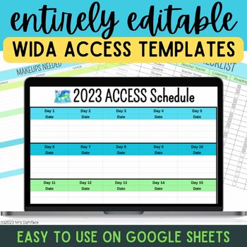 Preview of WIDA ACCESS Schedule Planning Templates on Google Sheets