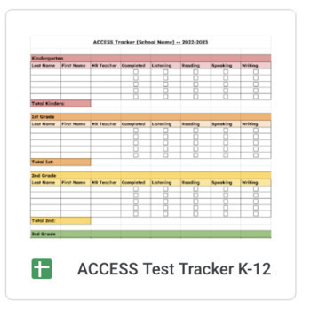 Preview of WIDA ACCESS Test Tracker