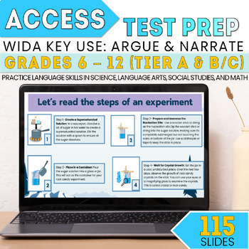 Preview of WIDA ACCESS Writing Practice - Test Prep -Tier A B/C - ESL ELL - Secondary