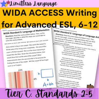 Preview of WIDA ACCESS Writing Practice for ESL Advanced--Tier C, standards 2-5