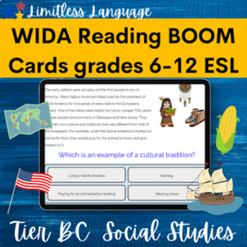 Preview of WIDA ACCESS Reading BOOM Cards grades 6-12 ESL--intermediate US History