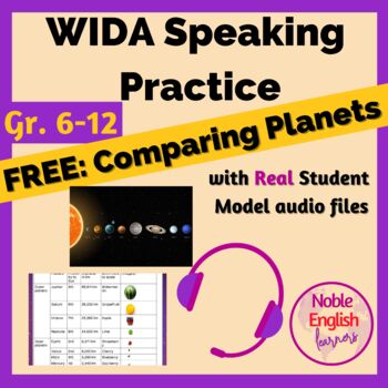 Preview of Free Speaking Practice 2.0 for Secondary English Learners: Comparing Planets