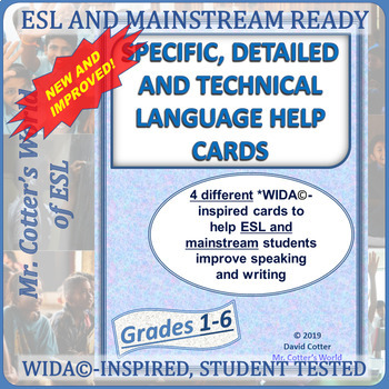 Preview of WIDA © based Speaking and Writing Help Cards for Elementary ESL, Mainstream