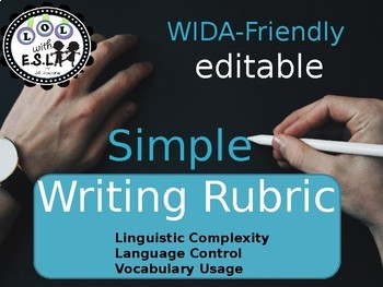 Preview of WIDA-friendly SIMPLE writing RUBRIC editable