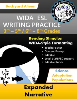 Preview of WIDA-style EDITABLE writing prompts: Aliens Attack