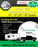 WIDA-style EDITABLE writing prompts: Tents v.s. Campers  3 in 1