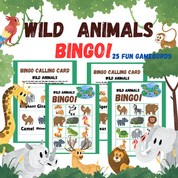 Preview of WILD  ANIMALS  BINGO & Memory Matching Card Game Activity