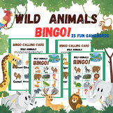 WILD  ANIMALS  BINGO & Memory Matching Card Game Activity