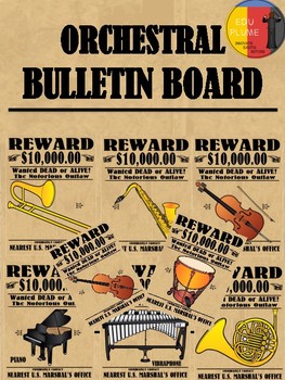 Preview of WILD WEST THEMED ORCHESTRAL INSTRUMENTS BULLETIN BOARD