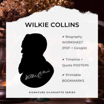 Preview of WILKIE COLLINS Biography Worksheet, Posters, Bookmarks, Clip Art (Google + PDF)