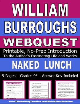Preview of WILLIAM BURROUGHS Webquest | Worksheets | Printables