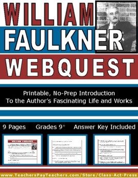 Preview of WILLIAM FAULKNER Webquest | Worksheets | Printables
