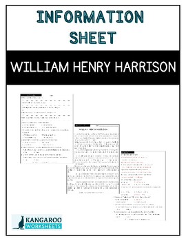 Preview of WILLIAM HENRY HARRISON - Information Sheet - Reading Comprehension & Worksheet