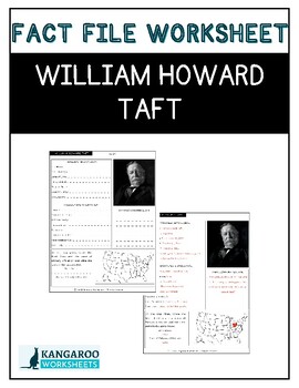 Preview of WILLIAM HOWARD TAFT - Fact File Worksheet - Research Sheet