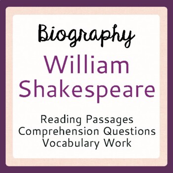 Preview of WILLIAM SHAKESPEARE Biography Informational Texts, Activities PRINT and EASEL