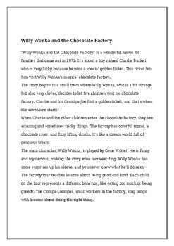 WILLY WONKA AND THE CHOCOLATE FACTORY by Samuel Rincon | TPT