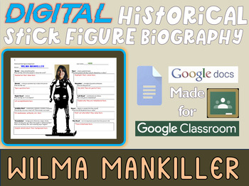 Preview of WILMA MANKILLER Digital Historical Stick Figure Biographies  (MINI BIO)