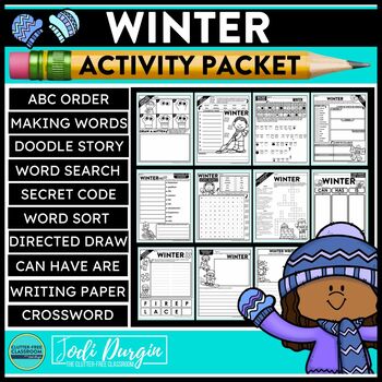 Preview of WINTER ACTIVITY PACKET word search early finisher puzzles worksheets vocabulary