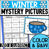 WINTER Addition and Subtraction Mystery Picture Worksheets