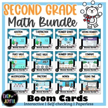 Preview of WINTER BUNDLE: 2nd Grade Math Boom Cards