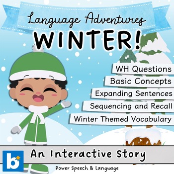 Preview of WINTER, Boom Cards Speech Therapy, Weather, Snow, WH Questions