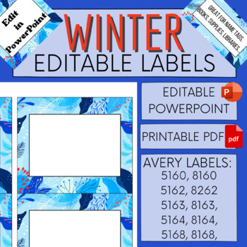 Preview of WINTER CHRISTMAS Editable Labels Tags (Avery 5160, 5162, 5163, 5164, 5168)