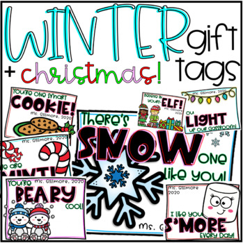 WINTER + CHRISTMAS GIFT TAGS | EDITABLE NAME | TREAT BAG LABELS | STUDENT  GIFT