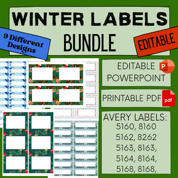 Preview of WINTER CHRISTMAS Labels Bundle Avery 5160, 5162, 5163, 5164, 5168 Classroom Tags