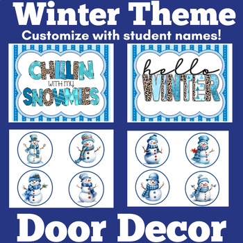Preview of WINTER CLASSROOM DOOR DECOR DECORATIONS Editable December January Bulletin Board