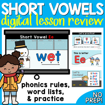 Preview of Reading CVC Words WINTER Short Vowel Sounds Google Slides Lesson