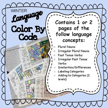 Preview of WINTER Color By Code: Expressive & Receptive Language Practice