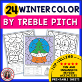 WINTER Color By Music - 24 Treble Pitch Notes Coloring Pages