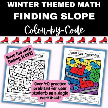Preview of WINTER Color by Code Math: Finding Slope Between Two Points