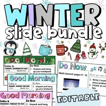 Preview of WINTER DAILY SLIDE BUNDLE | December, January, and February Slides with Timers