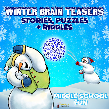Preview of WINTER ELA BRAINTEASER MYSTERY STORIES, PUZZLES & RIDDLES FOR MIDDLE SCHOOL