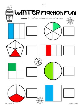 WINTER Fractions Worksheets - Naming Unit and Non-Unit Fractions