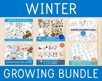Preview of WINTER GROWING BUNDLE, Worksheets, Games, Puzzles, Coloring, Cut & Glue, etc.