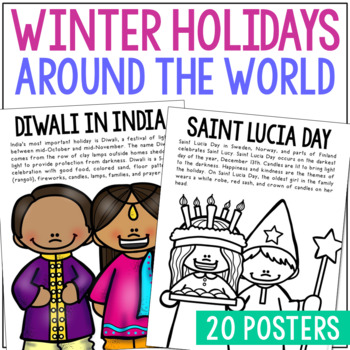 Preview of WINTER HOLIDAYS AROUND THE WORLD Posters | Christmas Culture Study Activity