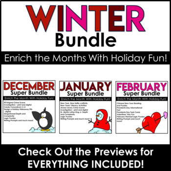 Preview of December PBL | January | February | Literacy Centers
