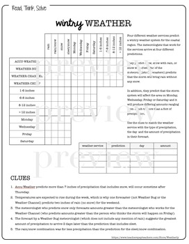 logic puzzles winter by weatherly teachers pay teachers