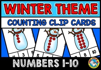 Preview of WINTER MATH CENTER KINDERGARTEN SNOWMAN COUNTING SET TO 10 ACTIVITY PRESCHOOL