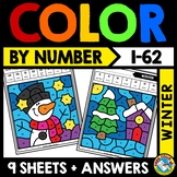 WINTER MATH COLOR BY NUMBER CODE ACTIVITY DECEMBER COLORIN