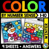 WINTER MATH COLOR BY NUMBER SENSE TO 10 ACTIVITY DECEMBER 