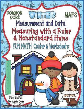 Preview of WINTER MEASURING WITH A RULER & NONSTANDARD ITEMS MAT N WORKSHEETS