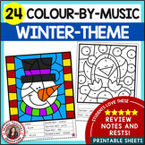 WINTER Coloring Sheets - 26 Colour-by-Music Notes and Rests