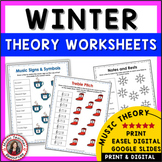 WINTER Music Activities - 24 Theory Worksheets in THREE Formats