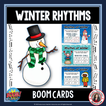 Preview of WINTER Music Rhythm Activities - BOOM Cards™ Digital Task Cards